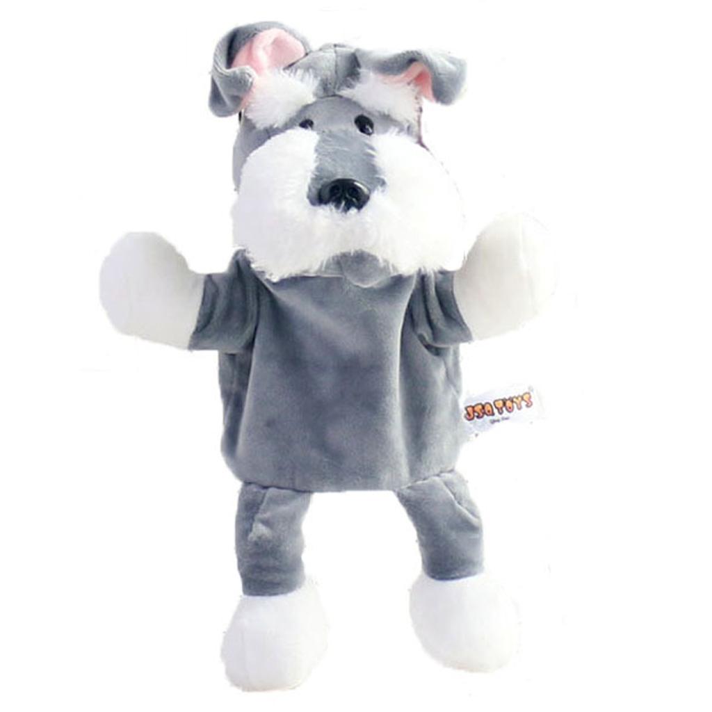 Soft Plush Animal Doll Hand Puppet with Movable Mouth Kids Toy Schnauzer