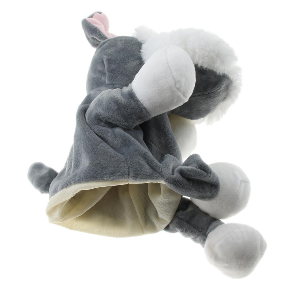 Soft Plush Animal Doll Hand Puppet with Movable Mouth Kids Toy Schnauzer