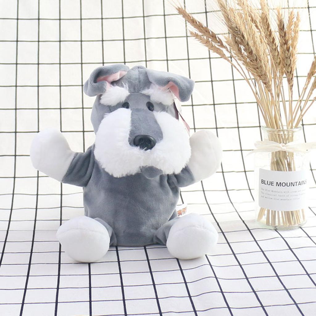 Soft Plush Animal Doll Hand Puppet with Movable Mouth Kids Toy Schnauzer