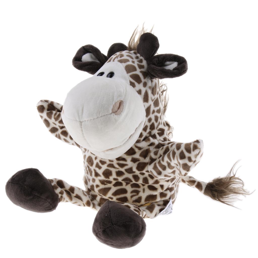 Soft Plush Animal Doll Hand Puppet with Movable Mouth Kids Toy Giraffe