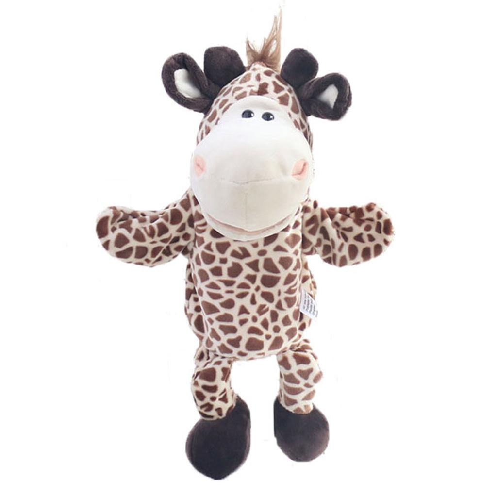 Soft Plush Animal Doll Hand Puppet with Movable Mouth Kids Toy Giraffe