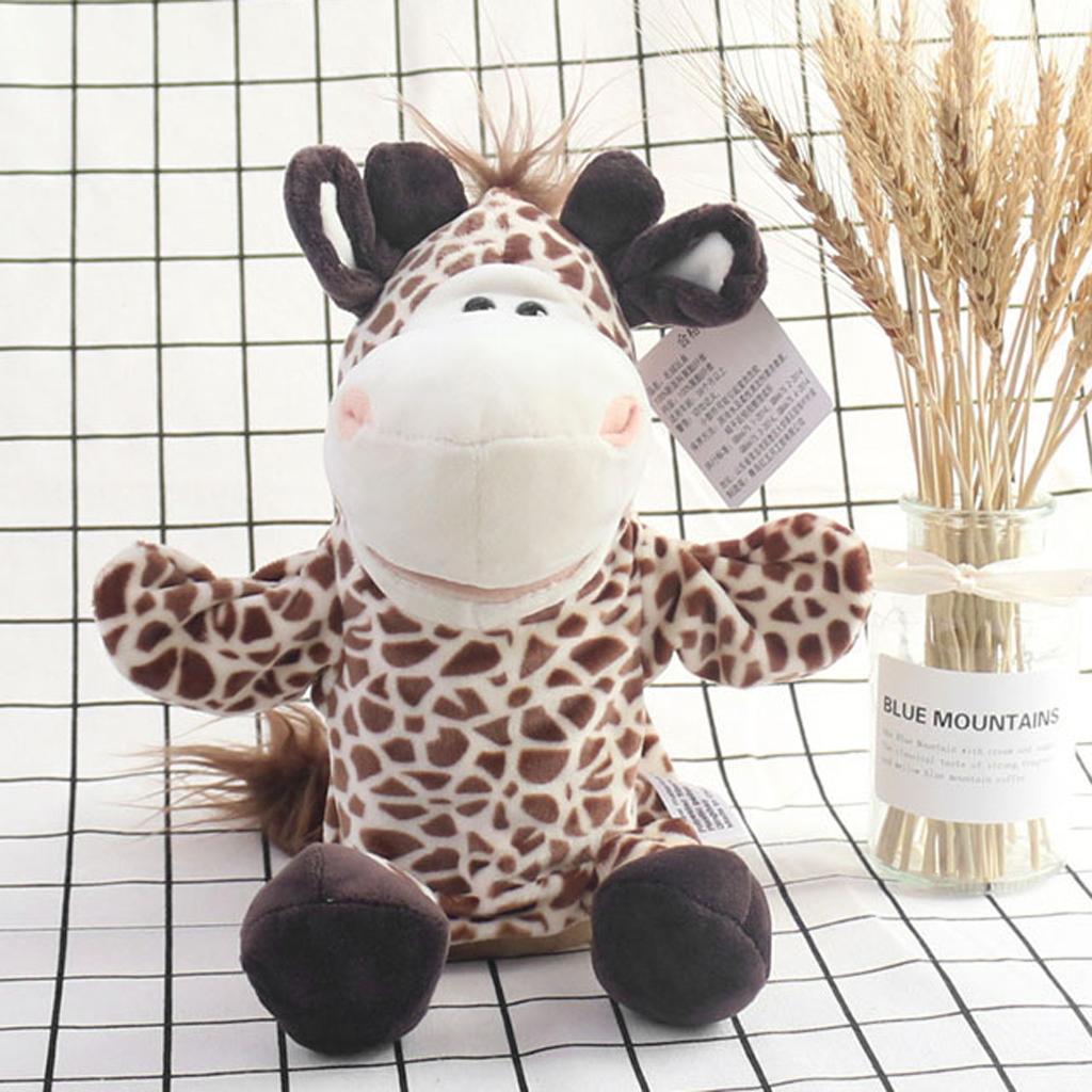 Soft Plush Animal Doll Hand Puppet with Movable Mouth Kids Toy Giraffe