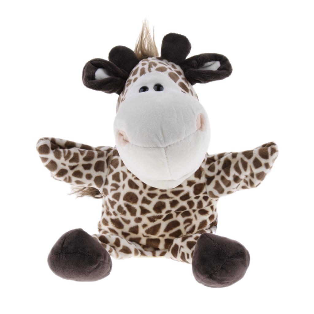 Soft Plush Animal Doll Hand Puppet with Movable Mouth Kids Toy Giraffe