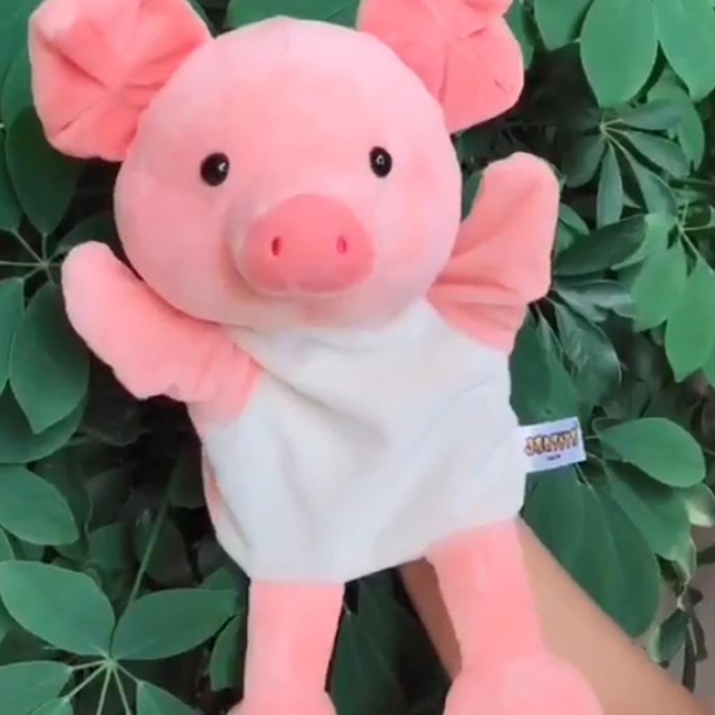 Soft Plush Animal Doll Hand Puppet with Movable Mouth Kids Toy Piggy