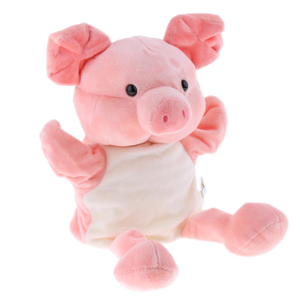 Soft Plush Animal Doll Hand Puppet with Movable Mouth Kids Toy Piggy