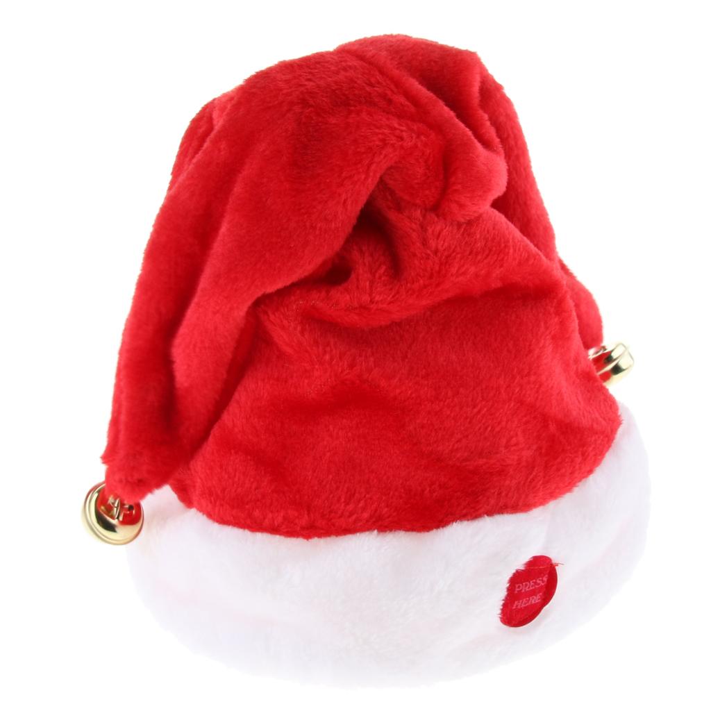 Electric Hat Christmas Red Velvet Double Ring Musical Swing Cap Christmas Party Decoration Gift