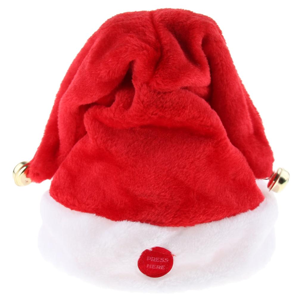 Electric Hat Christmas Red Velvet Double Ring Musical Swing Cap Christmas Party Decoration Gift