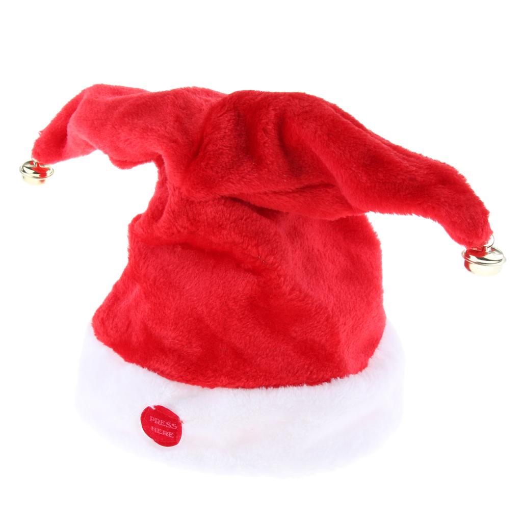 Electric Hat Christmas Red Velvet Double Ring Musical Swing Cap Christmas Party Decoration Gift