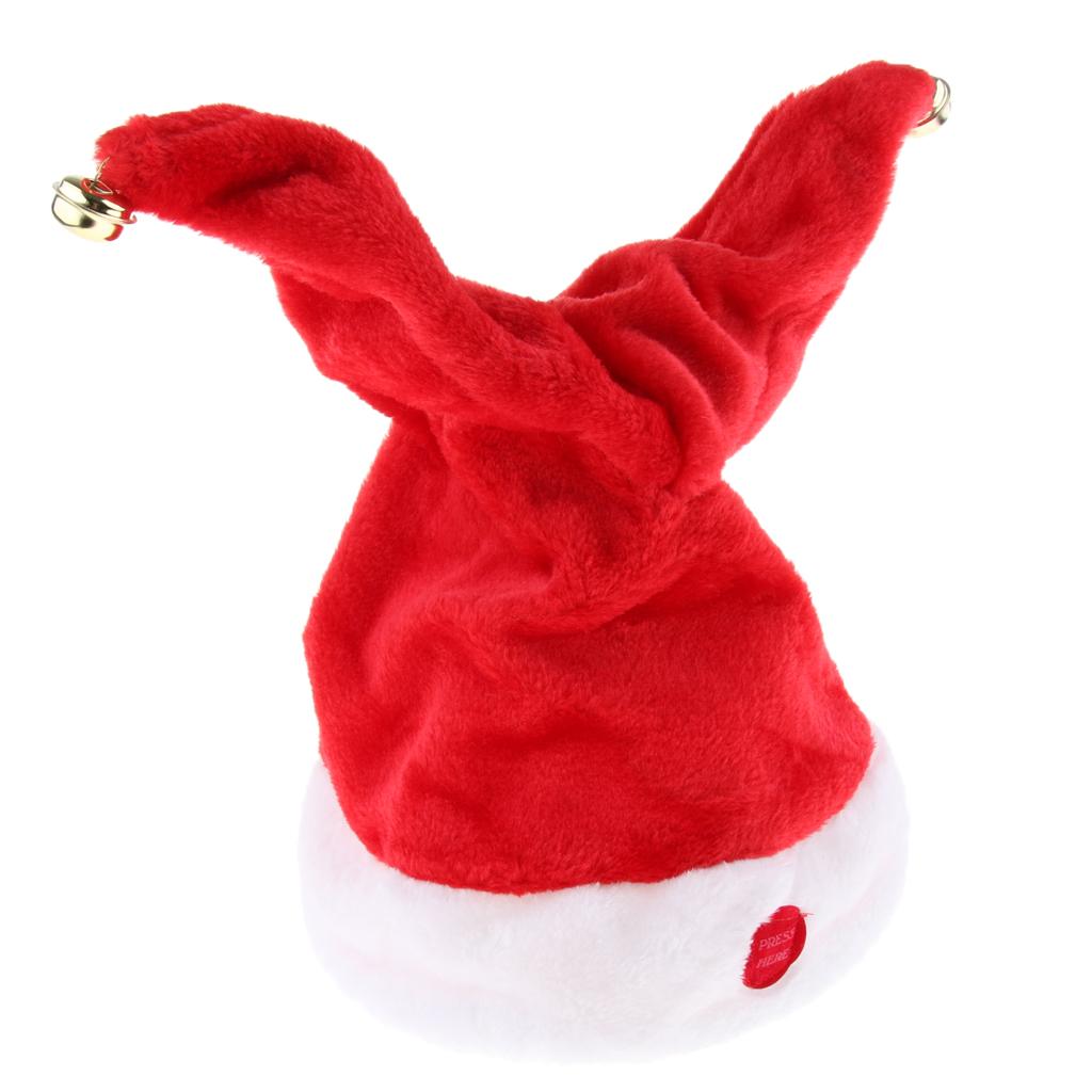 Electric Hat Christmas Red Velvet Double Ring Musical Swing Cap Christmas Party Decoration Gift