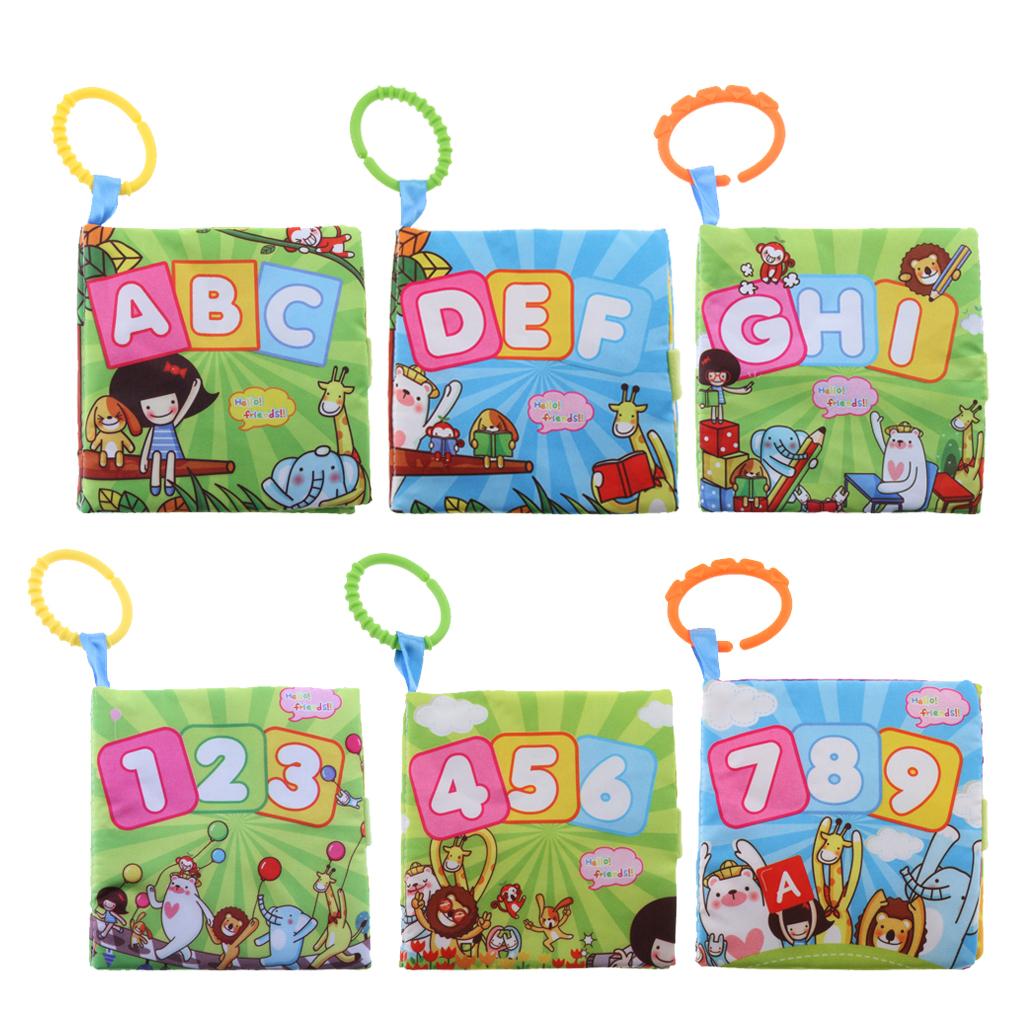 Baby Toddler Preschool Crinkle Squeaky Rattle Soft Cloth Book Toy Style 1