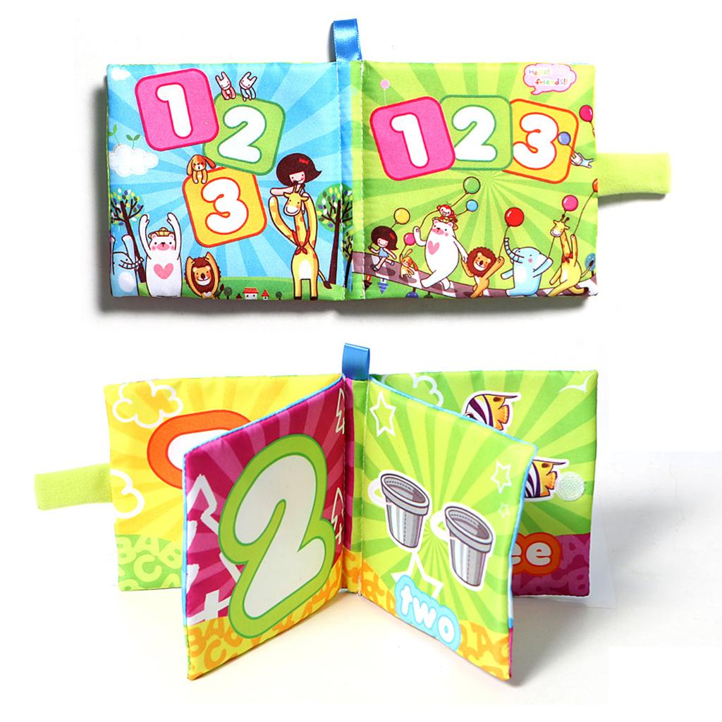 Baby Toddler Preschool Crinkle Squeaky Rattle Soft Cloth Book Toy Style 4