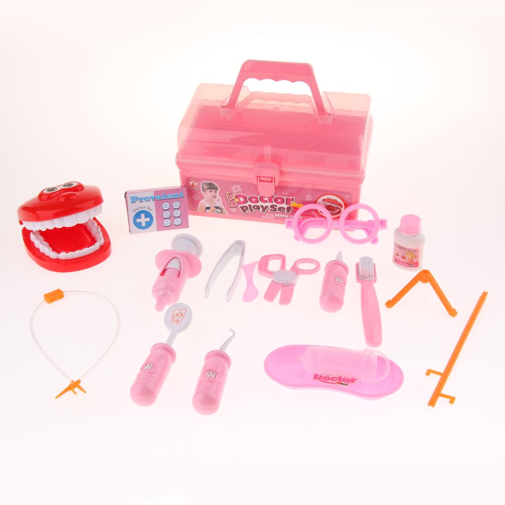 15 Pcs/ Set Dentists Set Play Tools Simulation Medicine Kits Toy Pink