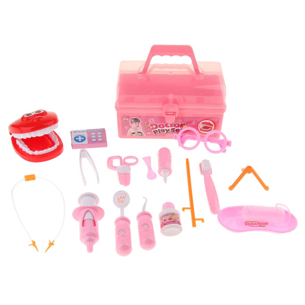 15 Pcs/ Set Dentists Set Play Tools Simulation Medicine Kits Toy Pink