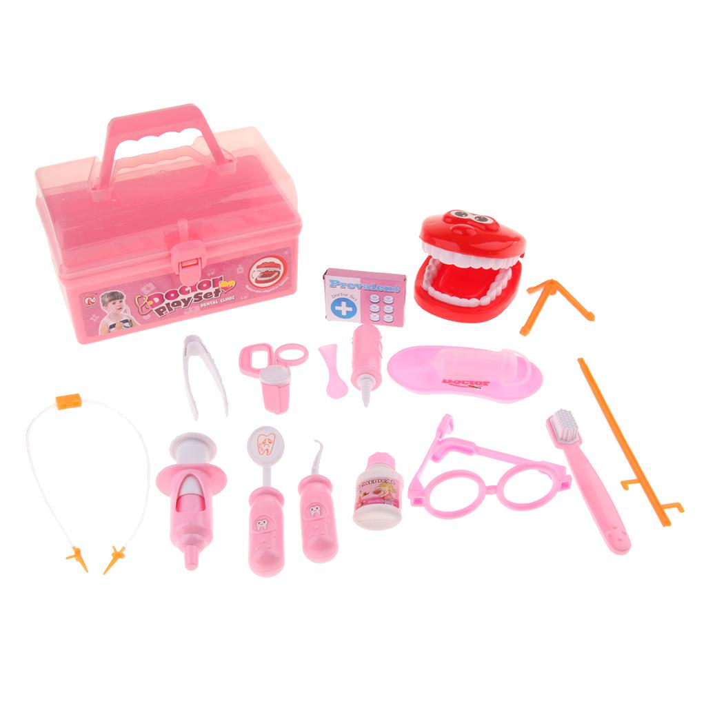 15 Pcs/ Set Dentists Set Play Tools Simulation Medicine Kits Toy Pink