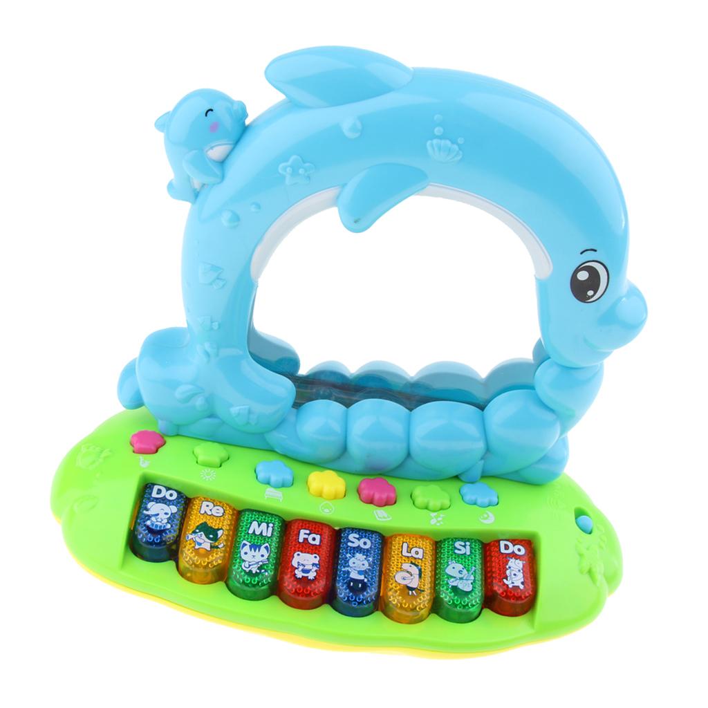 8 Keys Dolphin Multi-function Electronic Piano Musical Instrument Toy for Kids Baby Birthday Gift