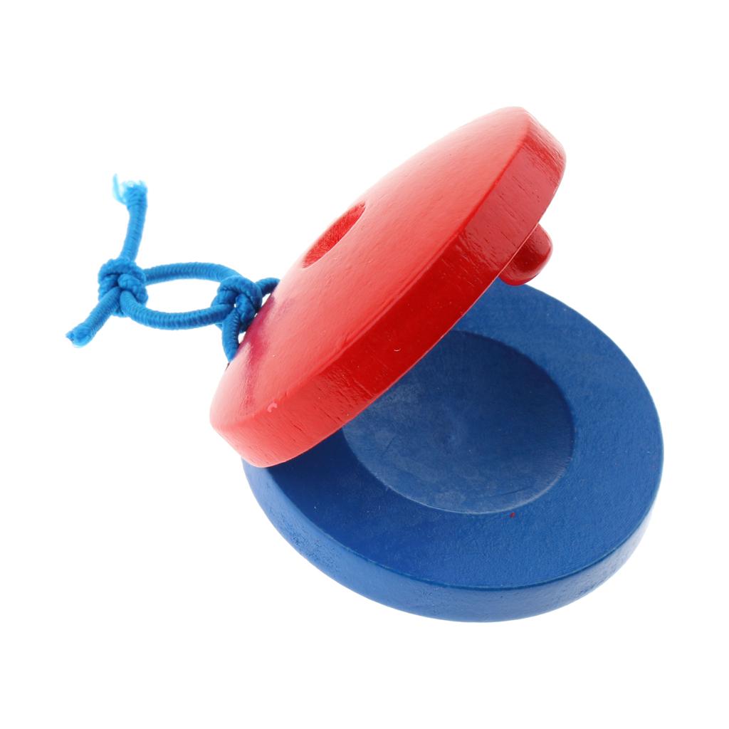 Kids Child Wooden Castanet Kids Percussion Flamenco Percussion Musical Instrument Toy Early Learning - Red Blue