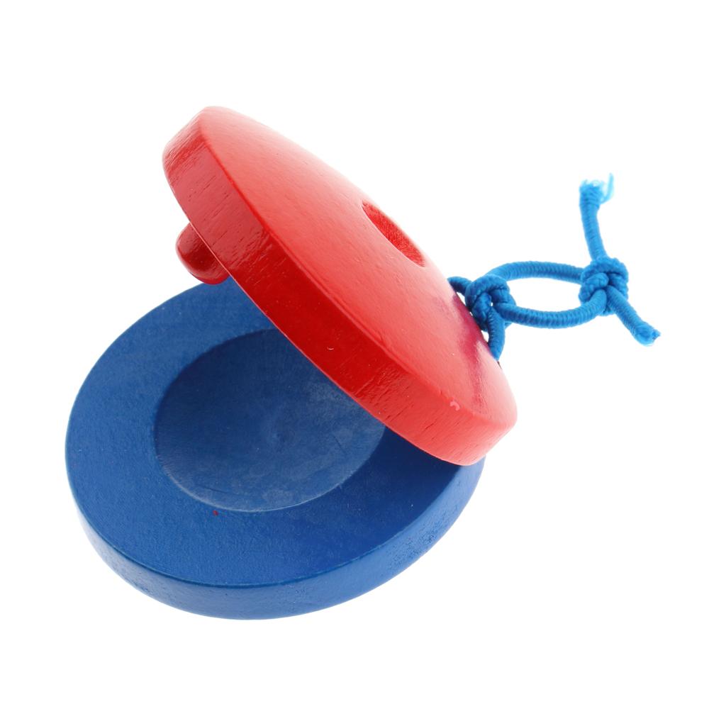 Kids Child Wooden Castanet Kids Percussion Flamenco Percussion Musical Instrument Toy Early Learning - Red Blue