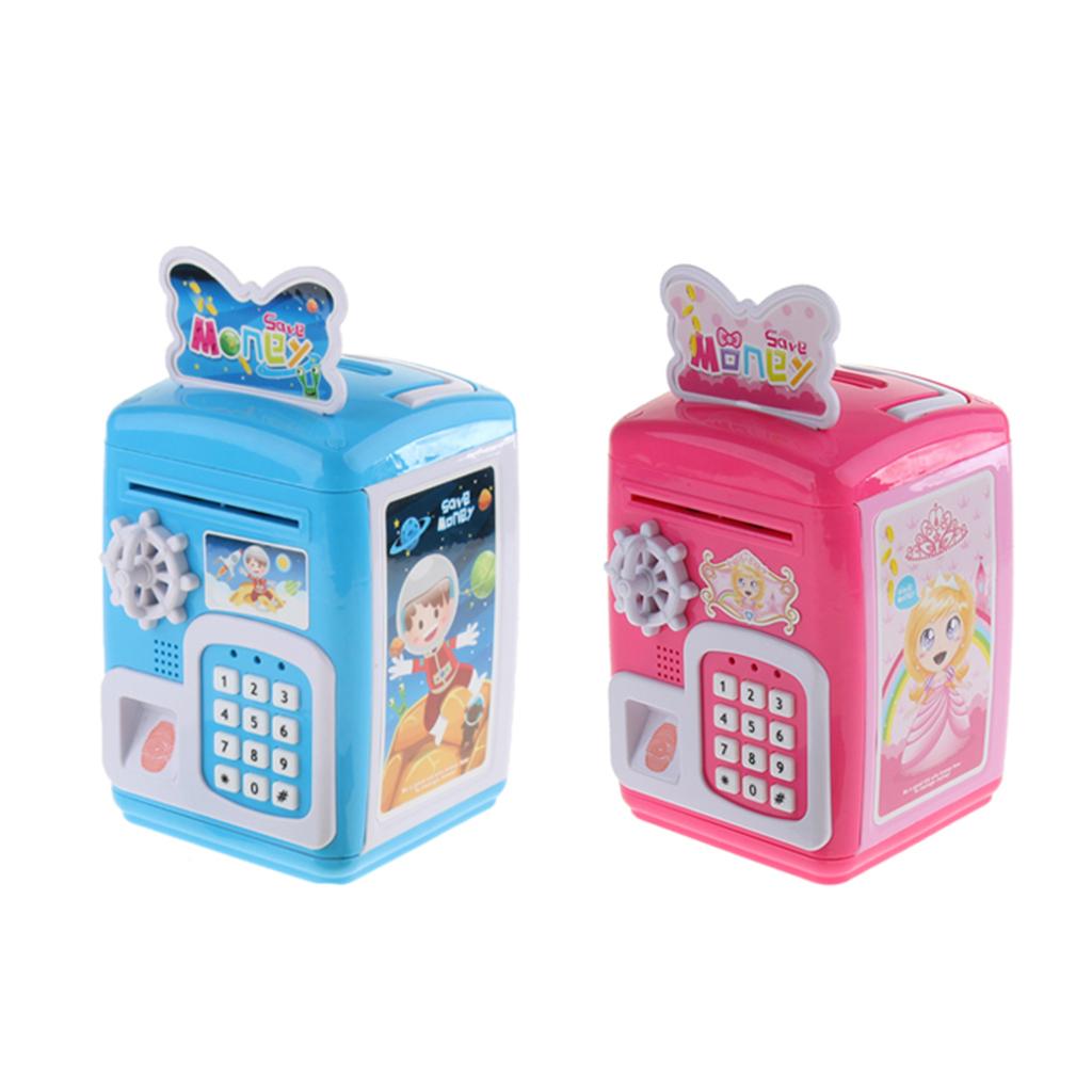 Fun Code Electronic Piggy Banks Mini ATM Money Bank Coin Saving Box Toy Blue