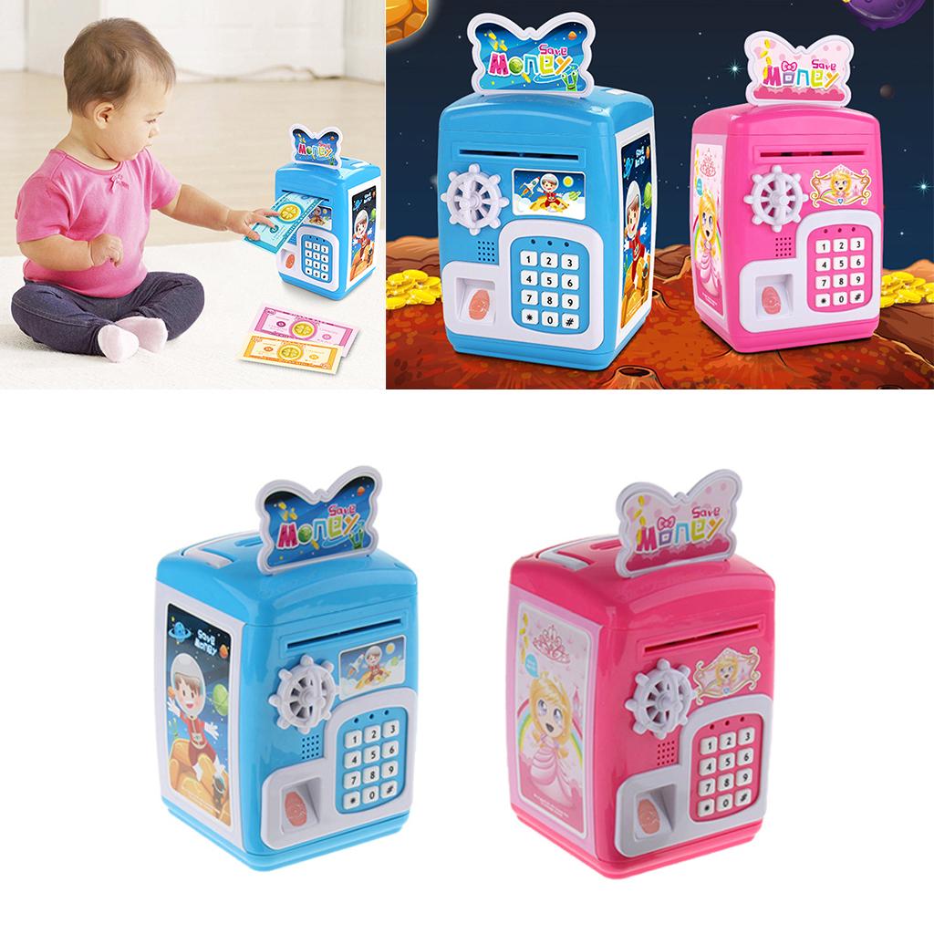Fun Code Electronic Piggy Banks Mini ATM Money Bank Coin Saving Box Toy Blue
