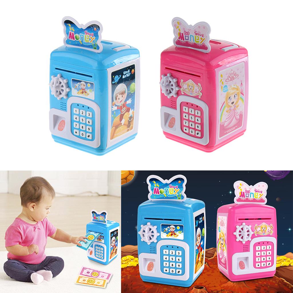 Fun Code Electronic Piggy Banks Mini ATM Money Bank Coin Saving Box Toy Blue