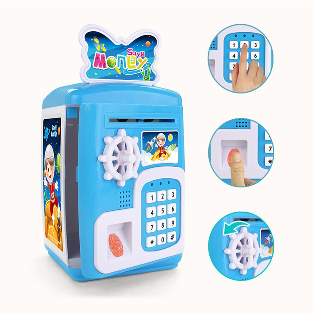 Fun Code Electronic Piggy Banks Mini ATM Money Bank Coin Saving Box Toy Blue