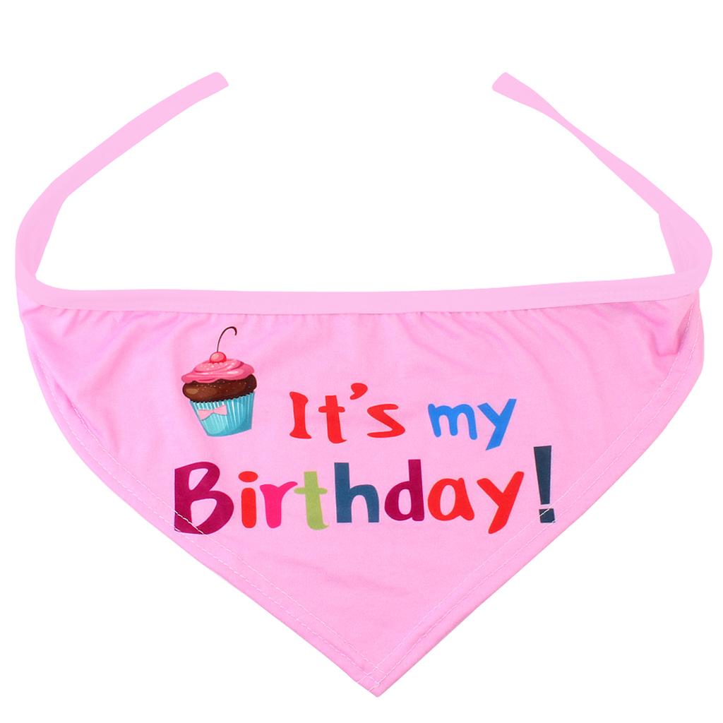 Pet Dog Cat Birthday Party Hat Lovely Happy Birthday Cap Scarf Set Pink