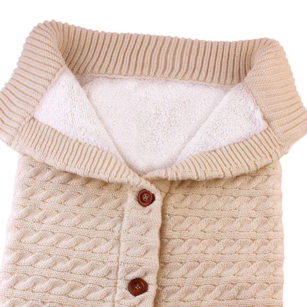 Baby Knit Swaddle Wrap Swaddling Blanket Winter Warm Sleeping Bag Beige