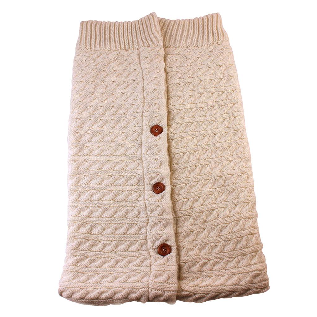 Baby Knit Swaddle Wrap Swaddling Blanket Winter Warm Sleeping Bag Beige