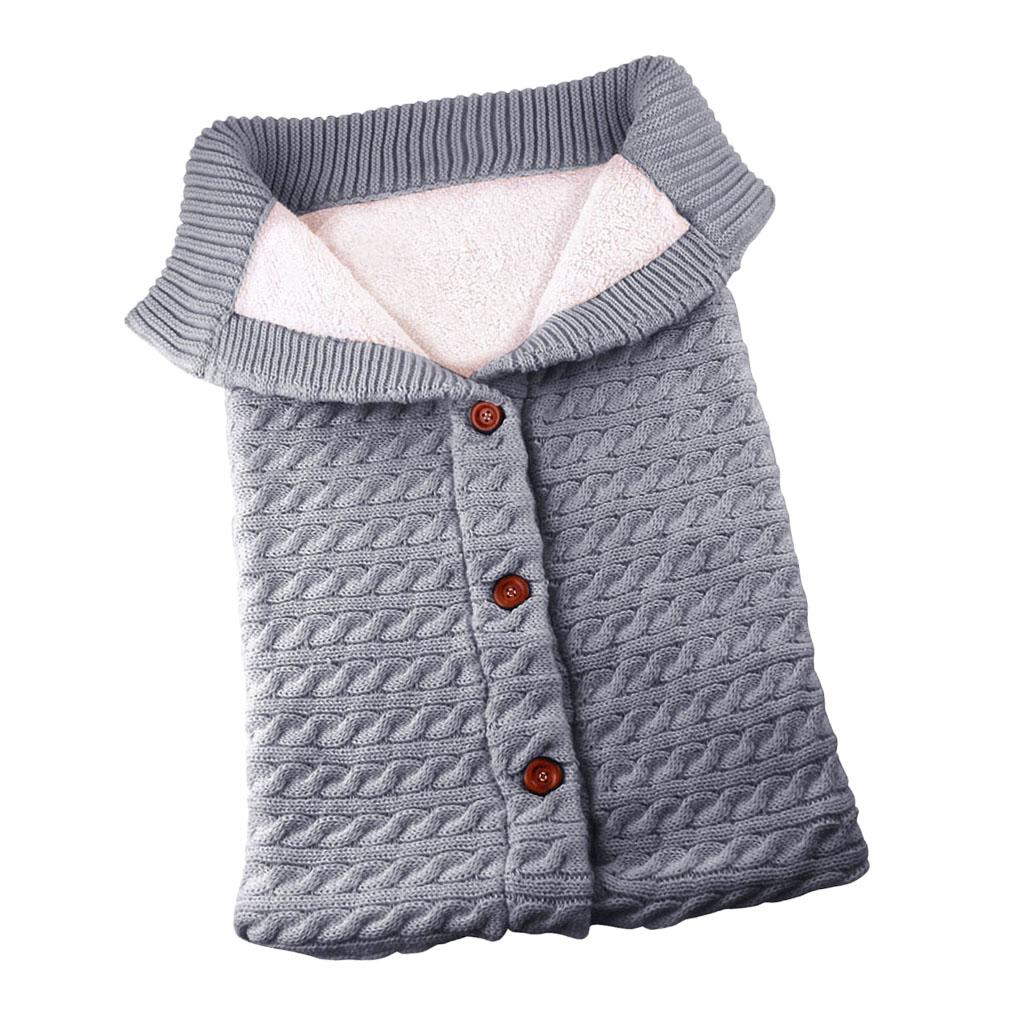 Baby Knit Swaddle Wrap Swaddling Blanket Winter Warm Sleeping Bag Grey