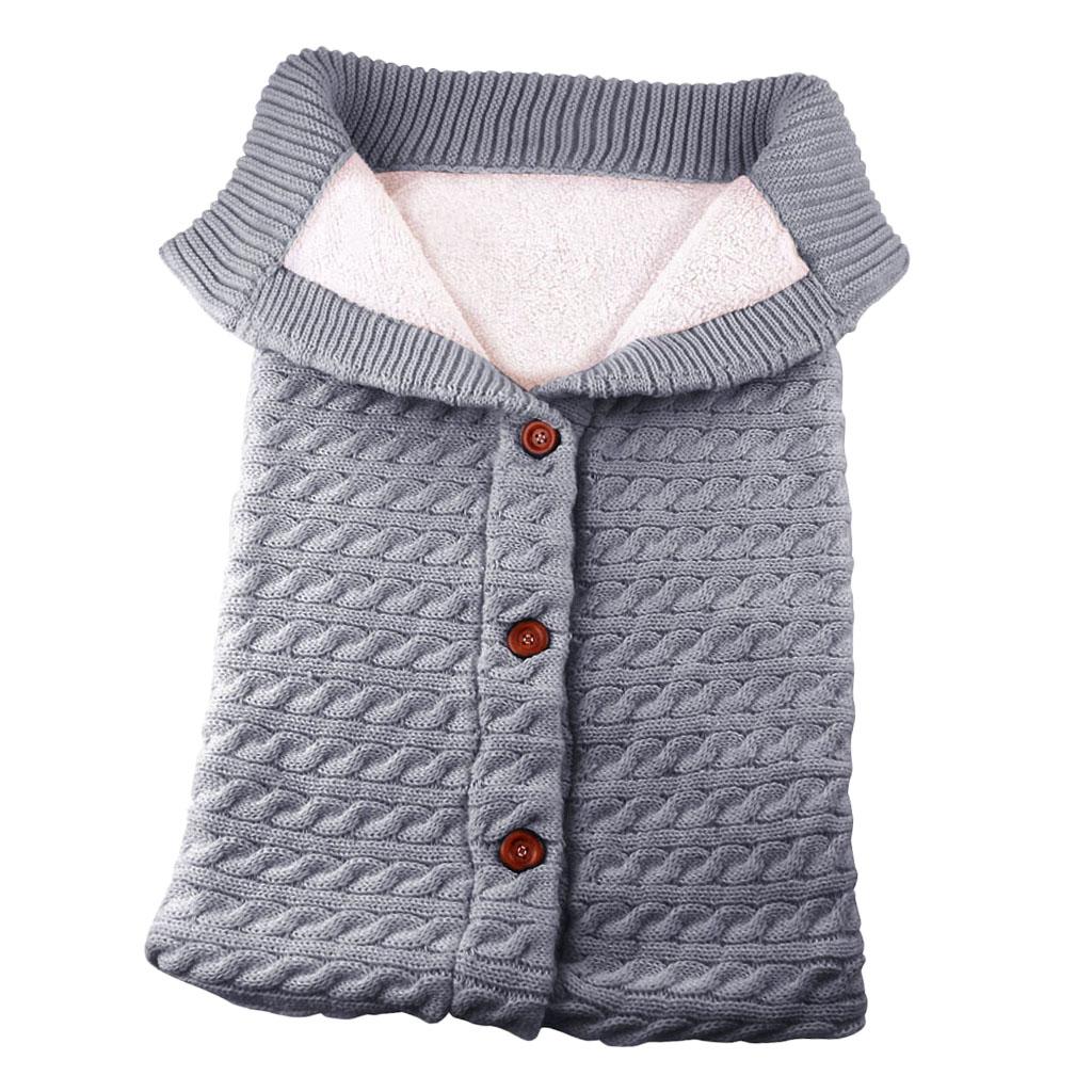 Baby Knit Swaddle Wrap Swaddling Blanket Winter Warm Sleeping Bag Grey