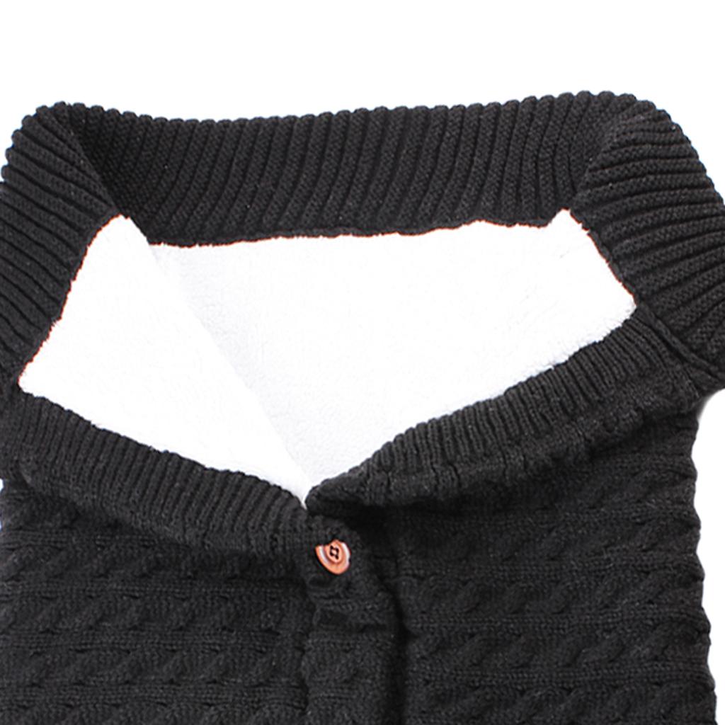 Baby Knit Swaddle Wrap Swaddling Blanket Winter Warm Sleeping Bag Black