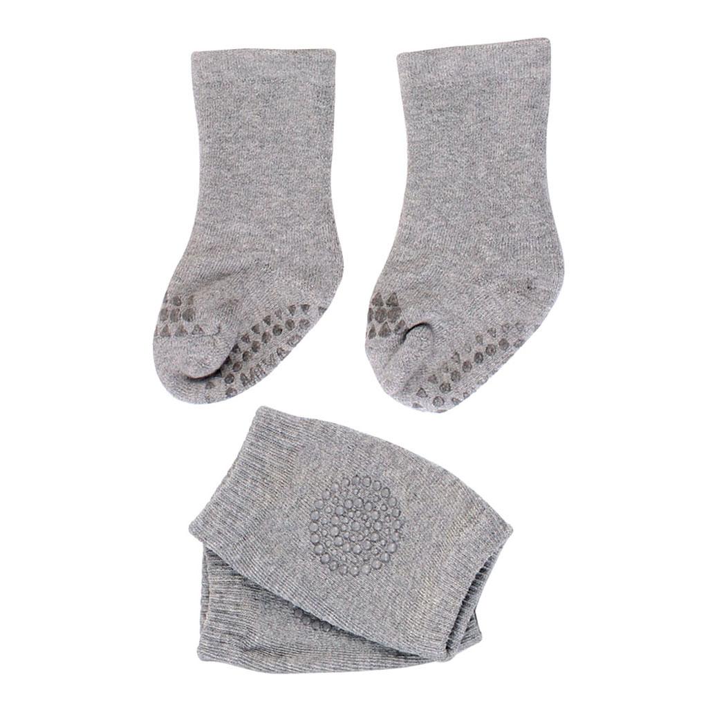 Baby Crawling Anti-SlipToddlers Kneepads with Anti Slip Socks Grey