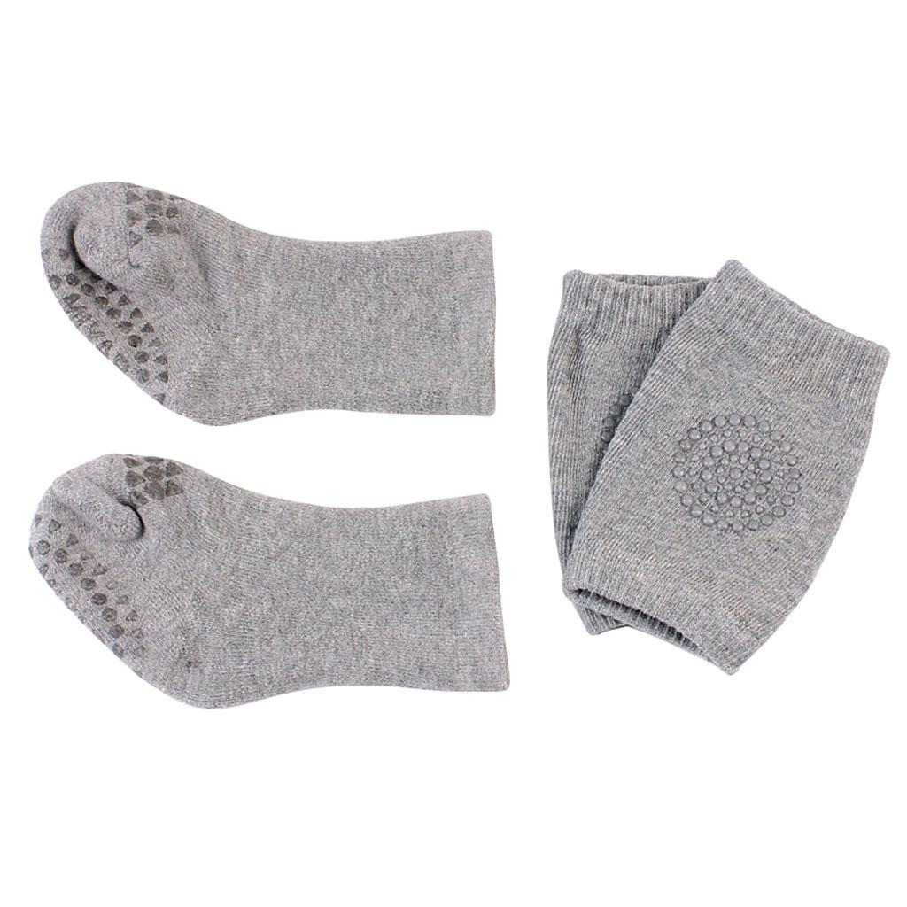 Baby Crawling Anti-SlipToddlers Kneepads with Anti Slip Socks Grey