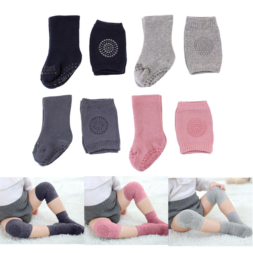 Baby Crawling Anti-SlipToddlers Kneepads with Anti Slip Socks Grey