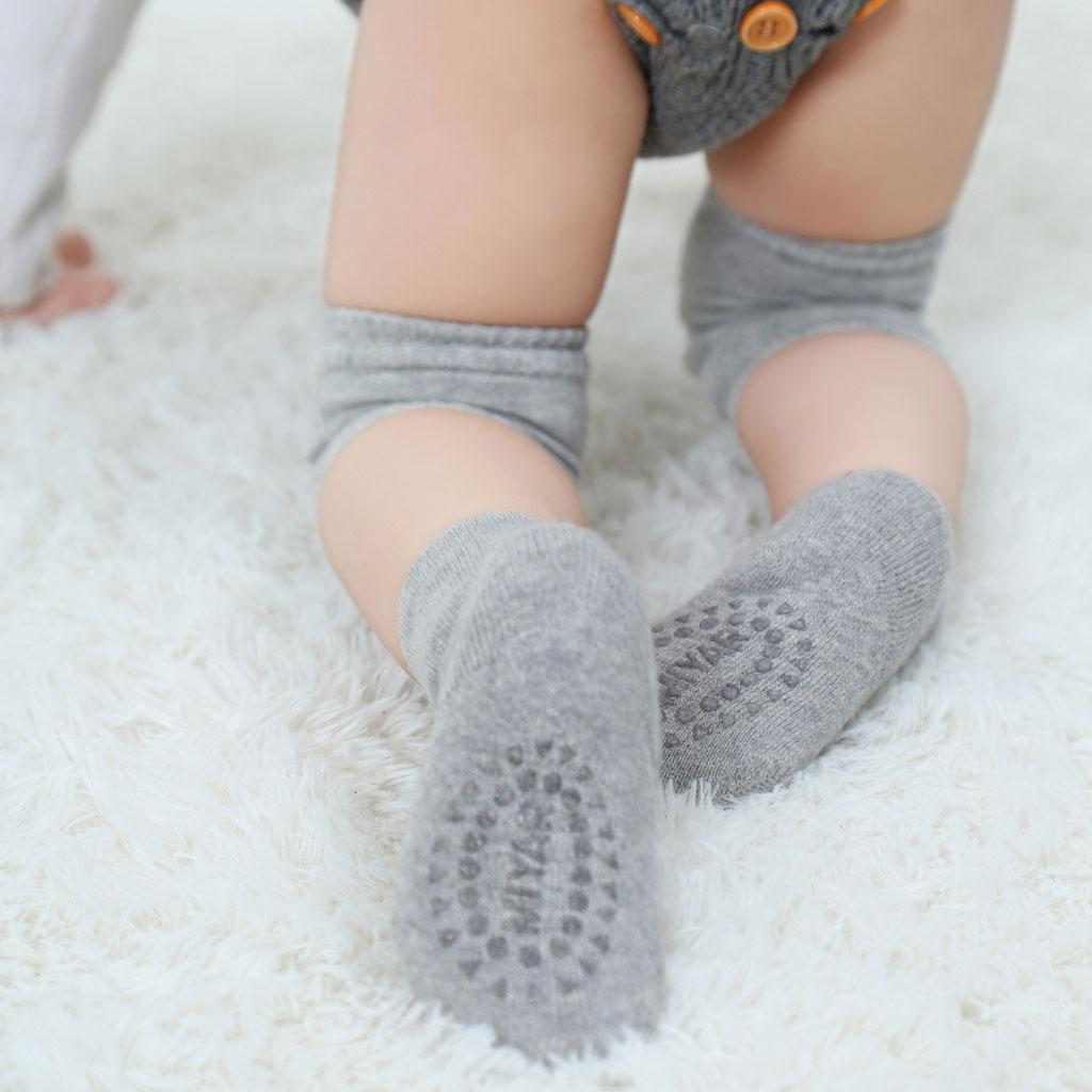 Baby Crawling Anti-SlipToddlers Kneepads with Anti Slip Socks Grey