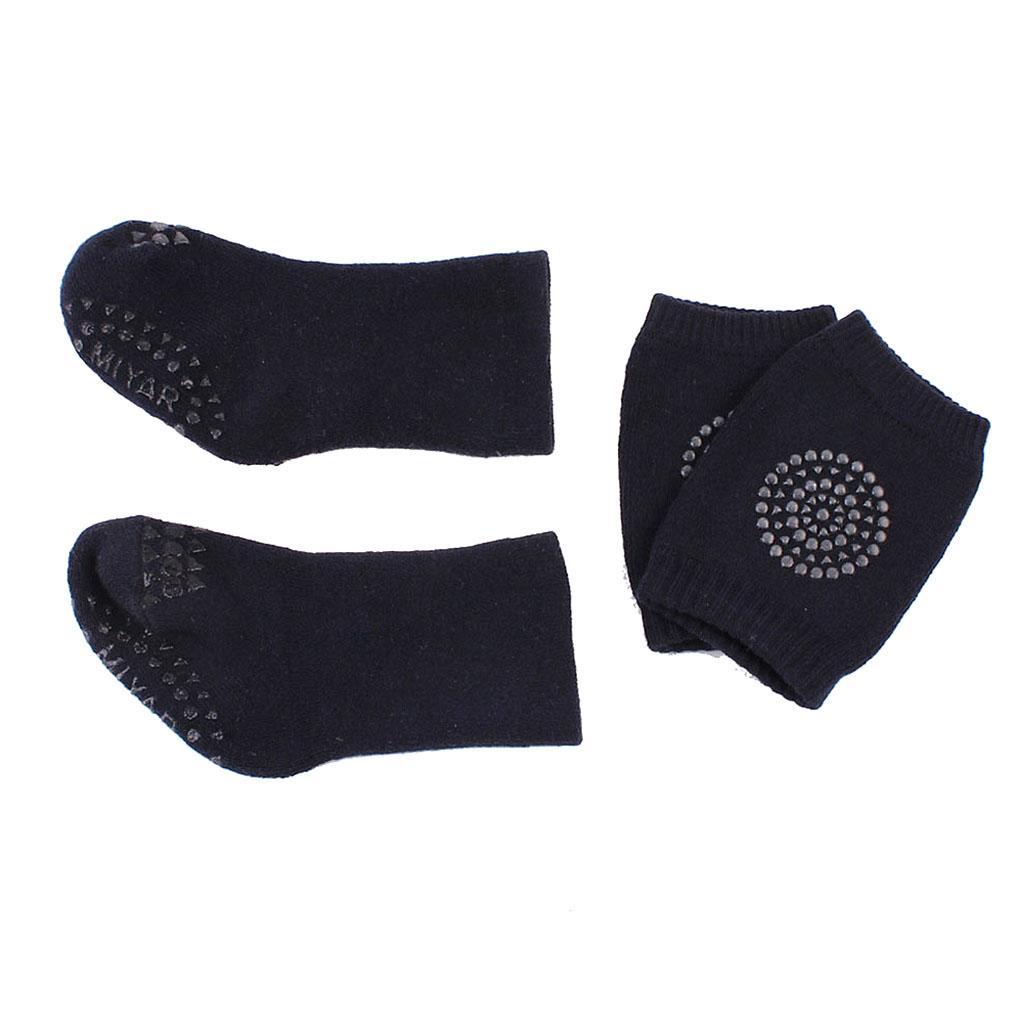 Baby Crawling Anti-SlipToddlers Kneepads with Anti Slip Socks Dark Blue