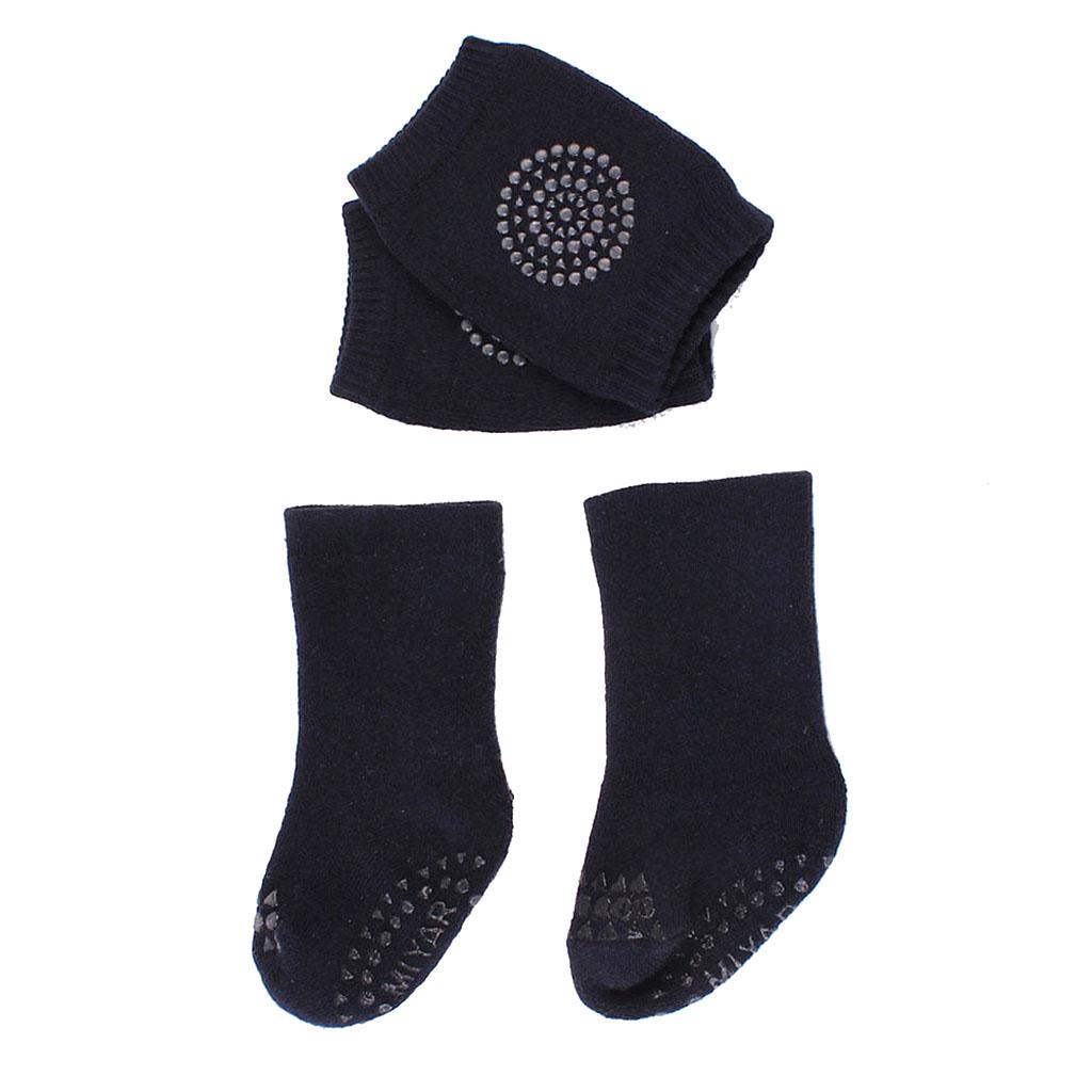 Baby Crawling Anti-SlipToddlers Kneepads with Anti Slip Socks Dark Blue