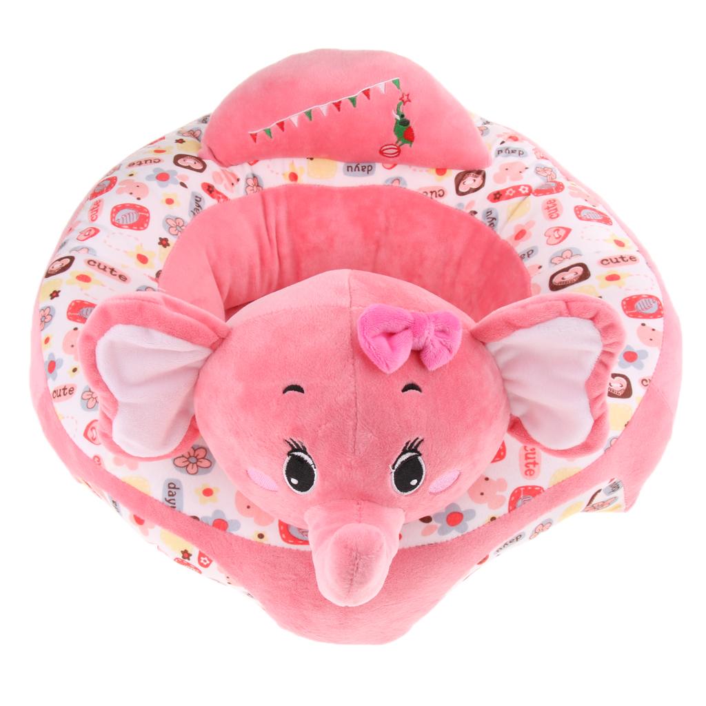 Infant Sitting Chair Baby Support Seat Soft Baby Sofa Pink Elephant