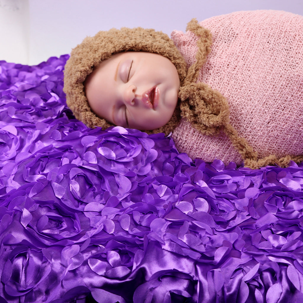 Baby 3D Rose Flower Photography Photo Backdrop Blanket Rug Purple Rose