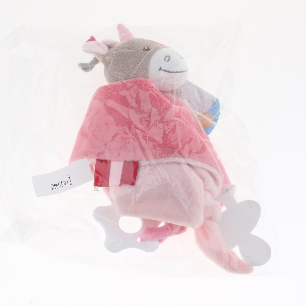 Plush Blanket Teething Security Tag Baby Safety Blanket Orange Donkey