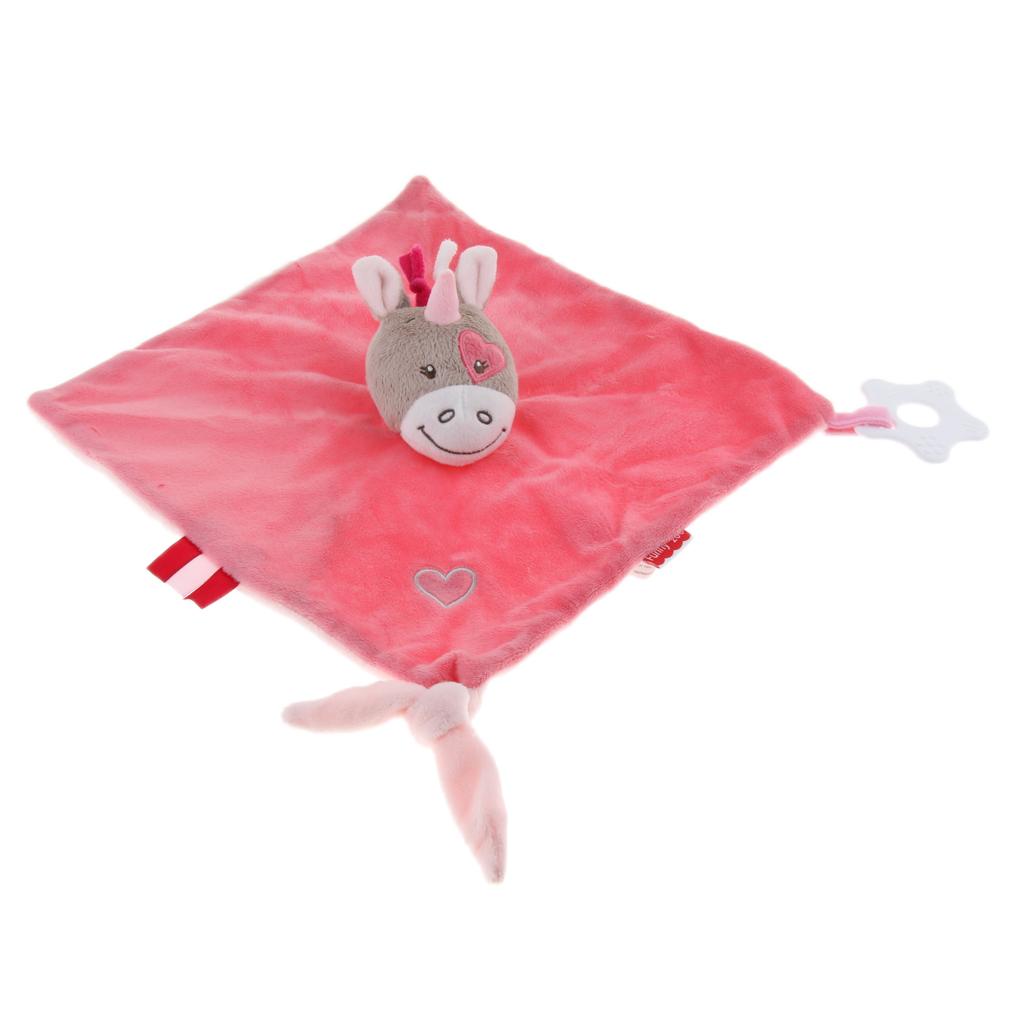 Plush Blanket Teething Security Tag Baby Safety Blanket Orange Donkey