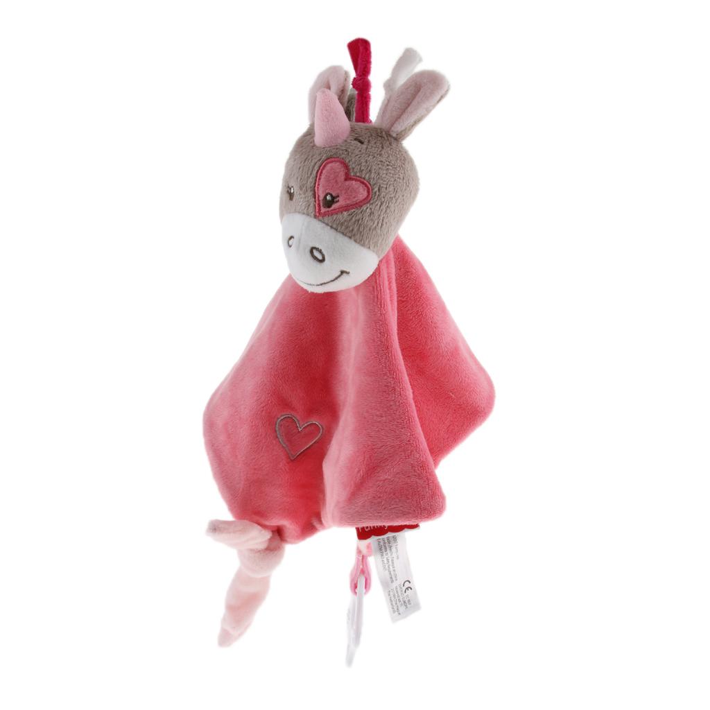 Plush Blanket Teething Security Tag Baby Safety Blanket Orange Donkey