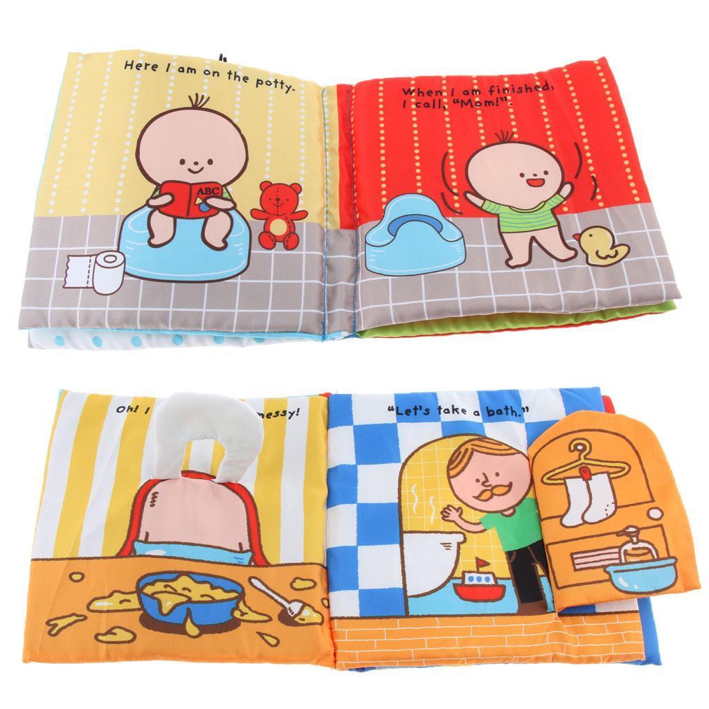 Soft Fabric Cloth Book for Baby Toddlers Early Educational Toy Potty Time