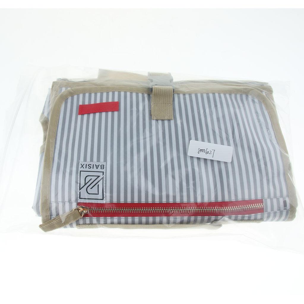 Travel Diaper Changing Bag Pad Mat Padded for Baby Gray stripe