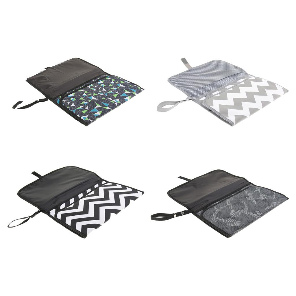 Baby Changing Mat Portable Clutch Diaper Change Pad Station Black Wave