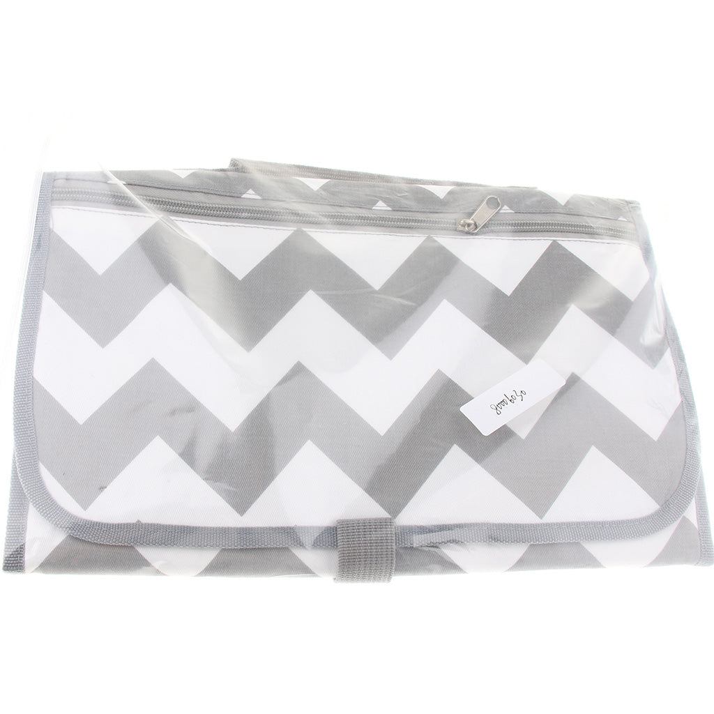 Baby Changing Mat Portable Clutch Diaper Change Pad Station Grey Wave