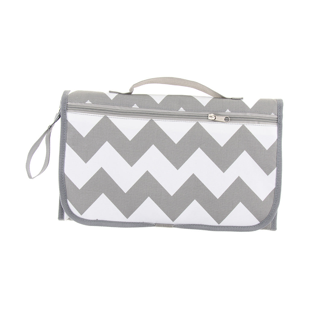 Baby Changing Mat Portable Clutch Diaper Change Pad Station Grey Wave