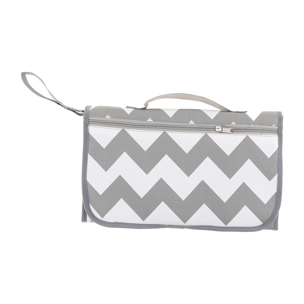 Baby Changing Mat Portable Clutch Diaper Change Pad Station Grey Wave