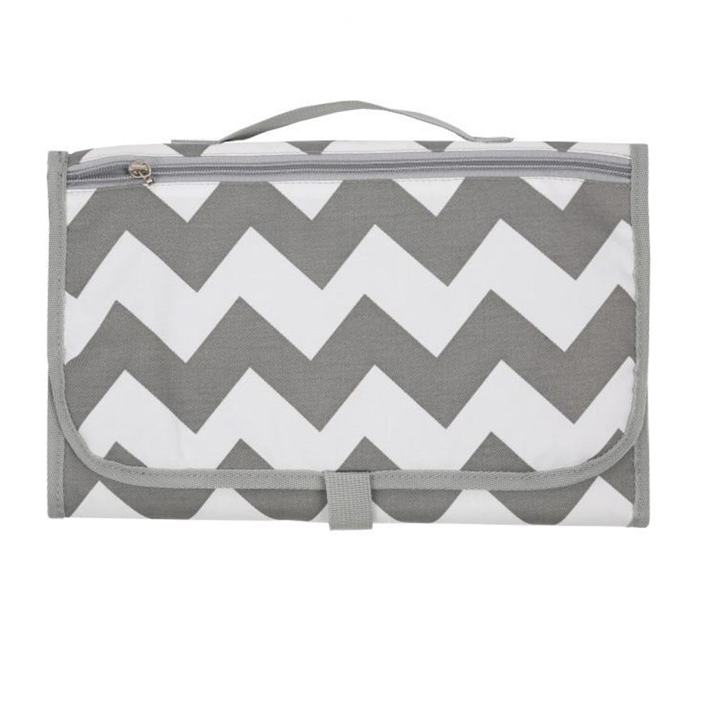 Baby Changing Mat Portable Clutch Diaper Change Pad Station Grey Wave