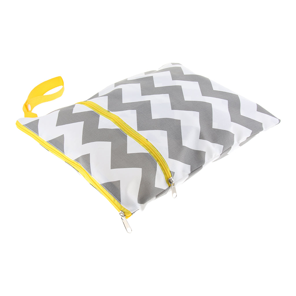 Wet Reusable Cloth Diaper Nappy Bags Waterproof Travel Carry Bag Grey Wave